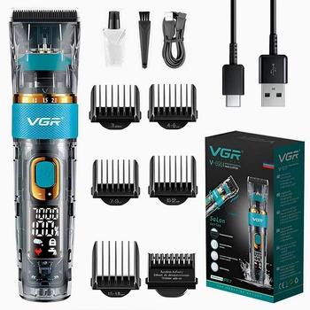 Машинка для стрижки волосся з 6 насадками роторна акумуляторна від USB VGR V-695