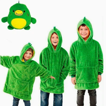Детская толстовка-плед Huggle Pets Hoodie с капюшоном и рукавами Унисекс Зеленая