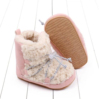 Детские пинетки сапожки утепленные мехом "Cozy Boots" (длина стельки - 13 см) (12-18 месяцев) розовые (KS1009)