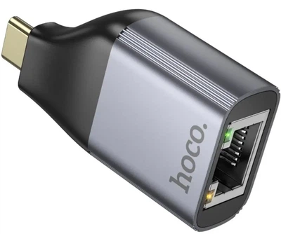Мережевий адаптер перехідний HOCO UA35 USB TYPE-C to LAN, RJ45, 100 мб/с, gray