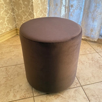 М’який круглий пуф №19 Коричневий Велюр 38×42 см
