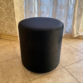 М’який круглий пуф №43 Чорний Велюр 38×42 см