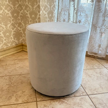 Мягкий круглый пуф №7 Серый Велюр 38×42 см