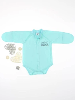 Боди для новорожденных малышей с наружными швами хлопок Mini Boss рост 62 см Lari Ментоловый