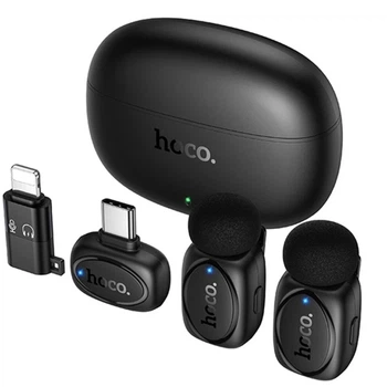 Мікрофон бездротовий Hoco L19 адаптер Type-C Lightning комплект для телефона/смартфона Чорний
