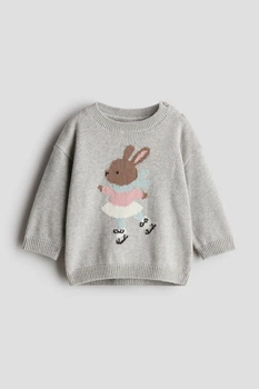 Джемпер жаккардовой вязки для девочки H&M Regular fit 1239905-005 068 см (3-6 months) Серый