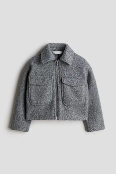 Куртка демисезонная фетровая для девочки H&M Regular fit 1233841-002 134 см (8-9 years) Серый
