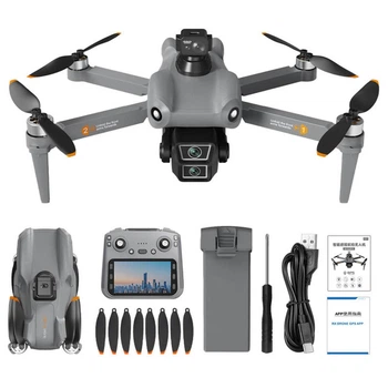 Квадрокоптер L300 Pro Max - дрон, GPS, Dual Camera, 5G WiFi, лазерное избегание препятствий, полет до 500 м, до 28 минут, складной, пульт с экраном 5,9", кейс, серый
