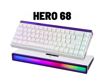 Игровая Клавиатура AULA HERO 68 HE White Contour Магнитные Свитчи. Проводная 8000Hz/s. RGB Панель, 68 keys, Switch 0.1mm. Rapid Trigger