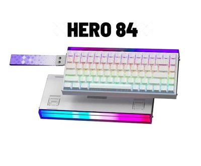 Клавіатура AULA HERO 84 HE White-Contour Магнітні світчі. Дротова 8000Hz/s. RGB Панель, 84 keys, Switch 0.01mm. Rapid Trigger