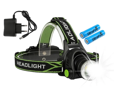 Налобный Фонарик HeadLamp с линзой • Дальность 100 м • Мощный LED • 2×18650 + Зарядка в Комплекте