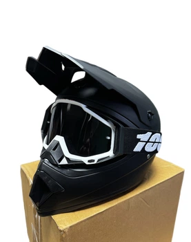 Эндуро кроссовый мотошлем Helmet Black + очки Profi 100%
