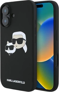 Панель Karl Lagerfeld Silicone Double Heads Print MagSafe для iPhone 16 Black (3666339319526)