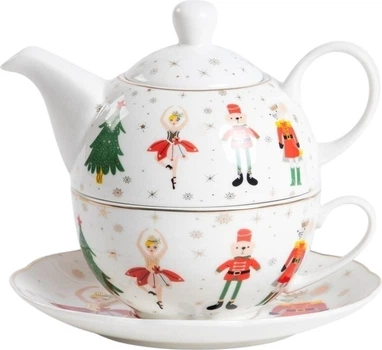 Чайник для заварювання чаю Homla Licola із чашкою та блюдцем порцеляновий 200 мл (5906496719066)