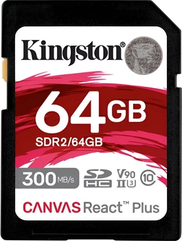 Карта памяти Kingston Canvas React Plus SDXC 64GB UHS-II U3 V90 (SDR2/64GB)