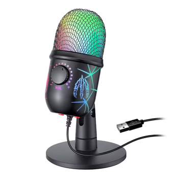 Игровой настольный стриминговый микрофон V5 USB Ear Return RGB кабель 2м Black (500283)