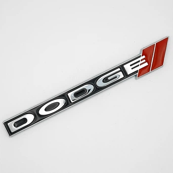 Эмблема надпись Dodge (метал, хром+черный, глянец) 15,3*2,0 см
