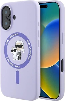 Панель Karl Lagerfeld Silicone Karl&Choupette Heads Ring MagSafe для iPhone 16 Plus Purple (3666339318734)