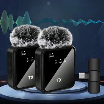 Беспроводной петличный микрофон 2в1 К95 Wireless Microphone для видеосъемки с ресивером Type-C и меховой ветрозащитой