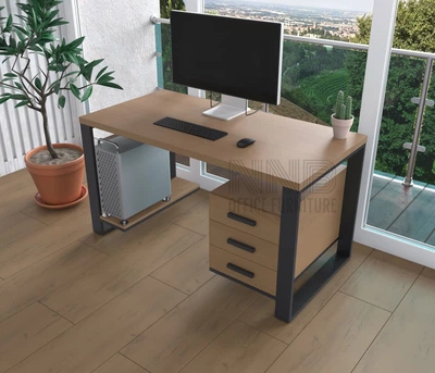 Комп'ютерний стіл з натурального дерева Mister Loft Остін Wood 130*80*82 Золотистий Пісок Золотистий Пісок - Чорний (22200439)