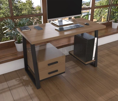 Комп'ютерний стіл з натурального дерева (ясен) Mister Loft Сідней Wood 120*60*90 Золотистий Пісок Золотистий Пісок - Чорний (22130061)
