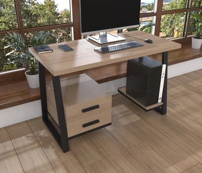 Комп'ютерний стіл з натурального дерева (ясен) Mister Loft Сідней Wood 160*70*82 Карамель Світла Карамель Світла - Чорний (22131099)