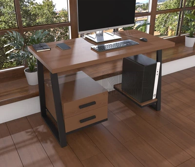Комп'ютерний стіл з натурального дерева Mister Loft Сідней Wood 120*60*90 Махагон Світлий Махагон Світлий - Чорний (22130055)
