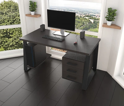Комп'ютерний стіл з натурального дерева Mister Loft Джорджія Wood 130*60*82 Венге Венге - Чорний (22100295)