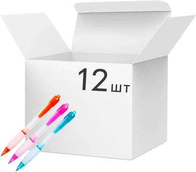 Набір ручок H-Tone автоматичних кулькових з грипом 0.7 мм 12 шт Синіх (JJ201331-blue)