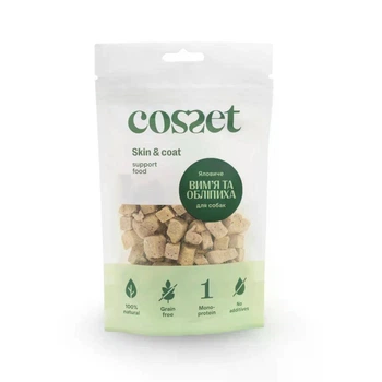 Беззернові сублімовані ласощі Cosset Skin and Coat - яловиче вим‘я з обліпихою для собак, 40 г (4821230210155)