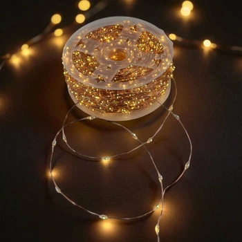 LED гирлянда новогодняя Капля росы 4000LED 200м цвет Теплый Белый, режим: мерцает каждый 10 диод, от 220В медный провод