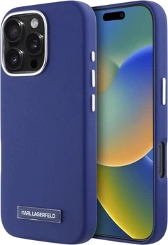 Панель Karl Lagerfeld FW Metal Plate MagSafe для iPhone 16 Pro Max Blue (3666339318994)