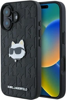 Панель Karl Lagerfeld Monogram Choupette Head Pin для Apple iPhone 16 Black (KLHCP16SPGKLCHPK)
