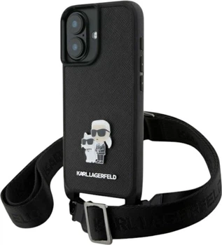 Панель Karl Lagerfeld Saffiano Karl&Choupette Metal Pin CBDY Strap для Apple iPhone 16 Black (KLHCP16SSAKCPBK)