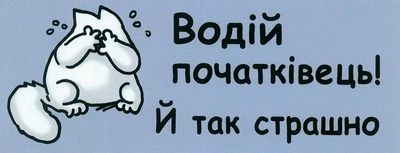 Магнітна наліпка на авто "Водій початківець! Й так страшно"