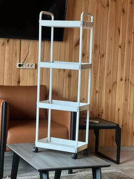 Етажерка органайзер на колесах 115х40х29 см 4 полиці Storage rack AND906 металева підлогова, біла