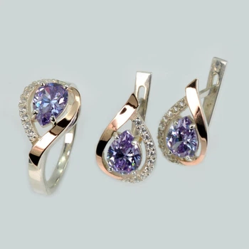 Серебряный комплект с золотыми пластинами Silver Style 229