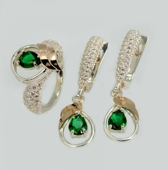 Серебряный комплект с золотыми пластинами Silver Style 232