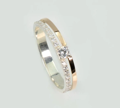 Обручальне кільце срібне з золотими пластинами Silver Style Обр63