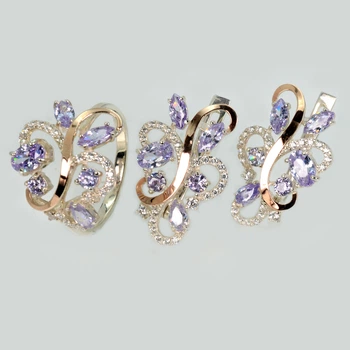 Серебряный комплект с золотыми пластинами Silver Style 151