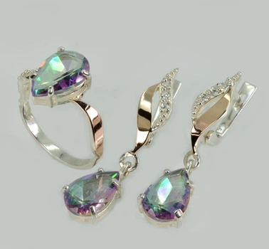 Серебряный комплект с золотыми пластинами Silver Style 183