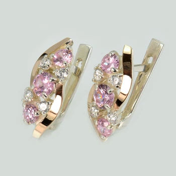 Сережки срібні з золотими вставками (пластинами) Silver Style 085с