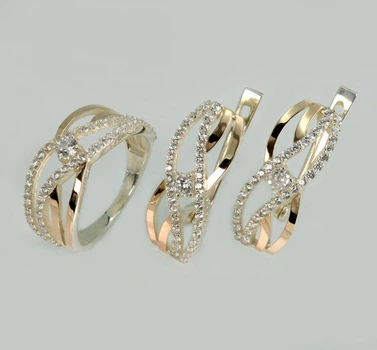 Серебряный комплект с золотыми пластинами Silver Style 203