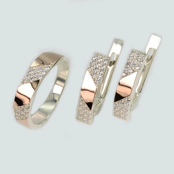 Серебряный комплект с золотыми пластинами Silver Style 296