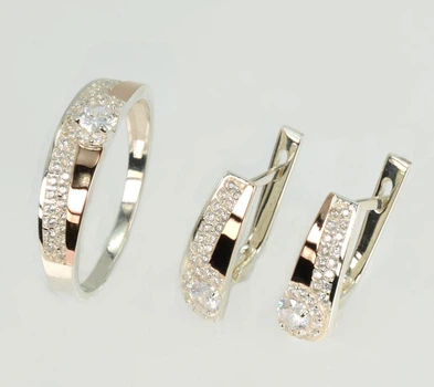 Серебряный комплект с золотыми пластинами Silver Style 184