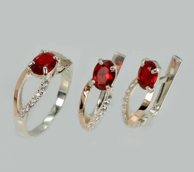 Серебряный комплект с золотыми пластинами Silver Style 225