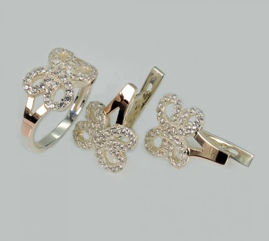 Серебряный комплект с золотыми пластинами Silver Style 221