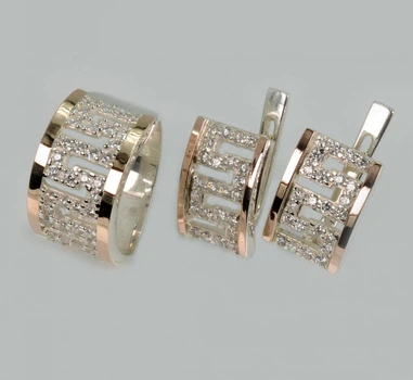 Серебряный комплект с золотыми пластинами Silver Style 20