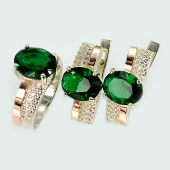 Комплект серебряный с золотыми пластинами и фианитами Silver Style 96