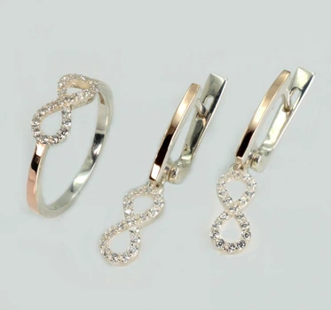 Серебряный комплект с золотыми пластинами Silver Style 204